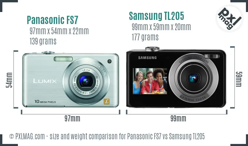 Panasonic FS7 vs Samsung TL205 size comparison