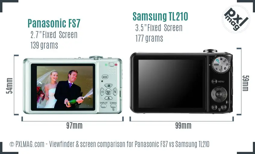 Panasonic FS7 vs Samsung TL210 Screen and Viewfinder comparison