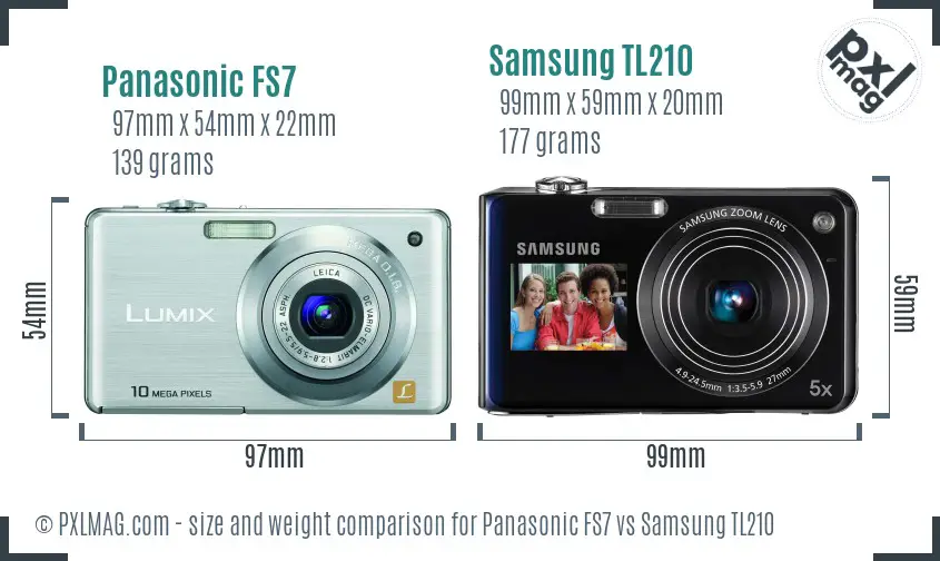 Panasonic FS7 vs Samsung TL210 size comparison