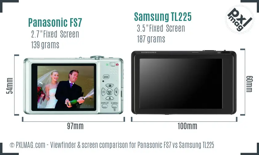 Panasonic FS7 vs Samsung TL225 Screen and Viewfinder comparison