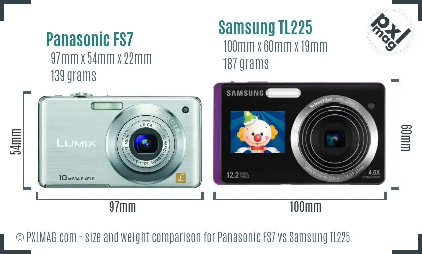Panasonic FS7 vs Samsung TL225 size comparison