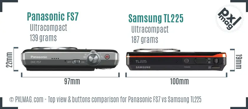 Panasonic FS7 vs Samsung TL225 top view buttons comparison