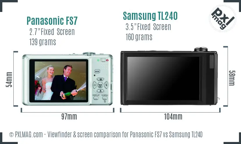 Panasonic FS7 vs Samsung TL240 Screen and Viewfinder comparison