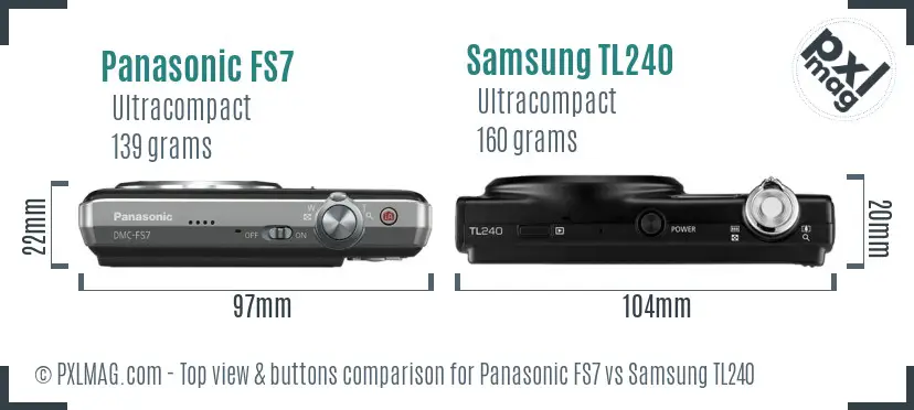 Panasonic FS7 vs Samsung TL240 top view buttons comparison