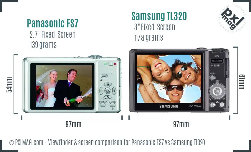 Panasonic FS7 vs Samsung TL320 Screen and Viewfinder comparison