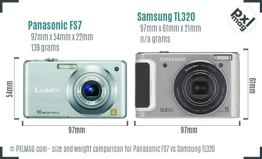 Panasonic FS7 vs Samsung TL320 size comparison