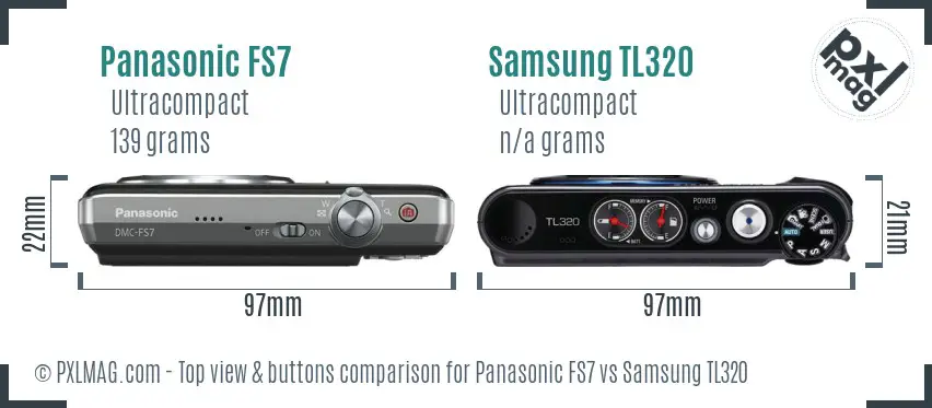 Panasonic FS7 vs Samsung TL320 top view buttons comparison