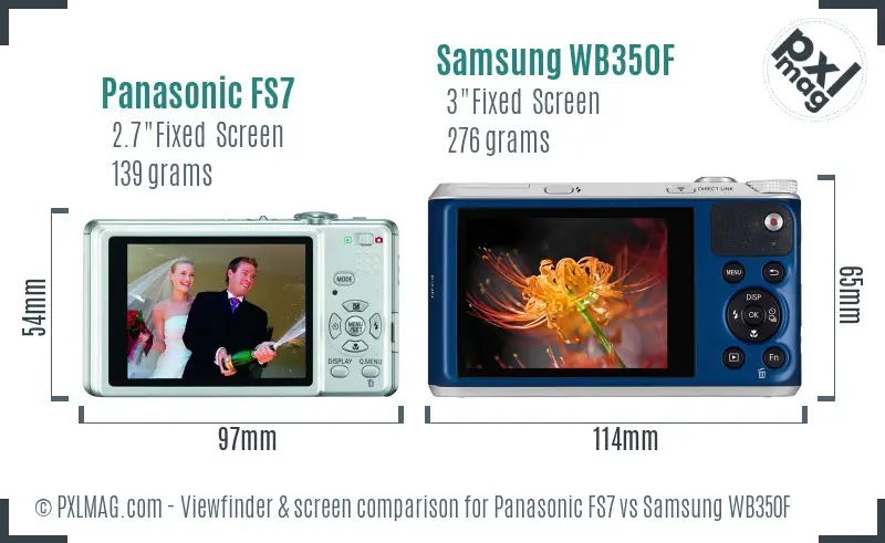 Panasonic FS7 vs Samsung WB350F Screen and Viewfinder comparison