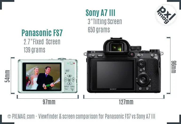 Panasonic FS7 vs Sony A7 III Screen and Viewfinder comparison