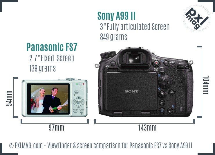 Panasonic FS7 vs Sony A99 II Screen and Viewfinder comparison