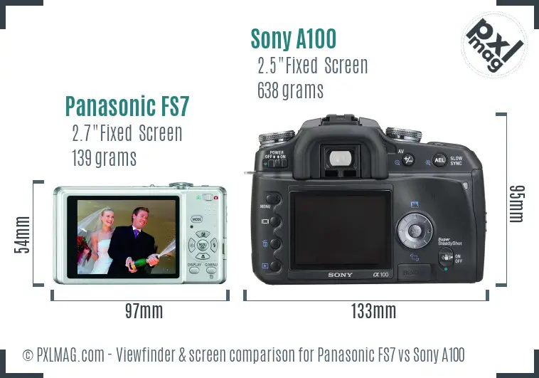 Panasonic FS7 vs Sony A100 Screen and Viewfinder comparison Panasonic FS7 vs Sony A100 Screen and Viewfinder comparison