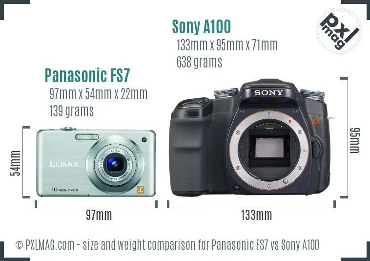 Panasonic FS7 vs Sony A100 size comparison Panasonic FS7 vs Sony A100 size comparison