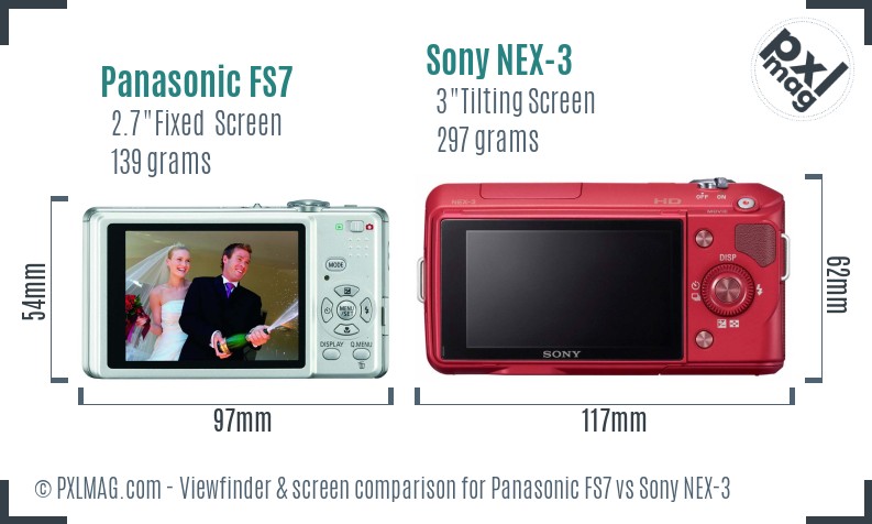 Panasonic FS7 vs Sony NEX-3 Screen and Viewfinder comparison