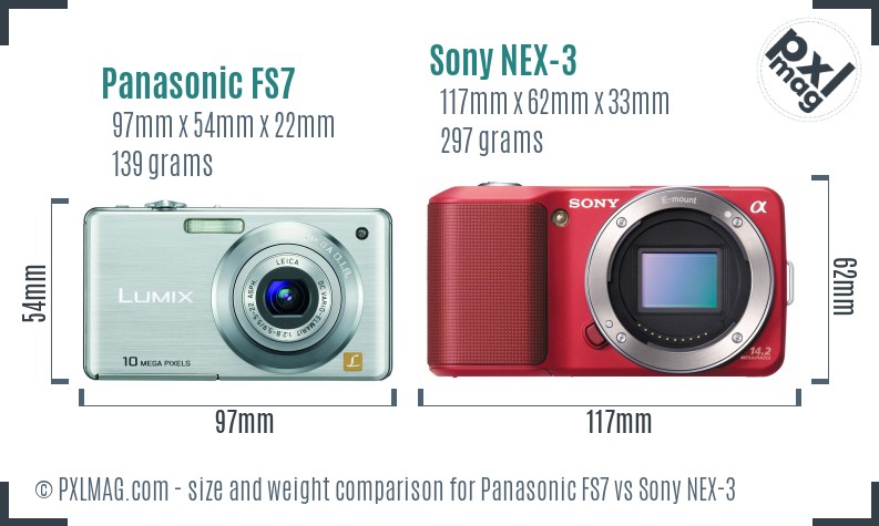 Panasonic FS7 vs Sony NEX-3 size comparison