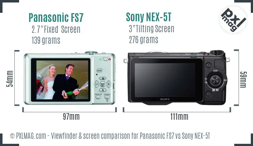 Panasonic FS7 vs Sony NEX-5T Screen and Viewfinder comparison Panasonic FS7 vs Sony NEX-5T Screen and Viewfinder comparison