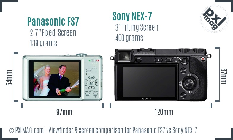 Panasonic FS7 vs Sony NEX-7 Screen and Viewfinder comparison