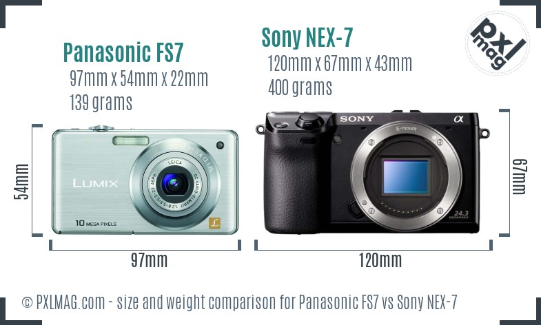 Panasonic FS7 vs Sony NEX-7 size comparison