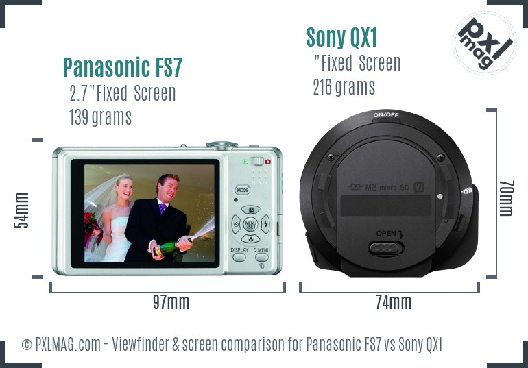 Panasonic FS7 vs Sony QX1 Screen and Viewfinder comparison