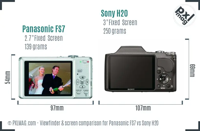 Panasonic FS7 vs Sony H20 Screen and Viewfinder comparison