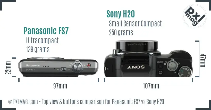 Panasonic FS7 vs Sony H20 top view buttons comparison