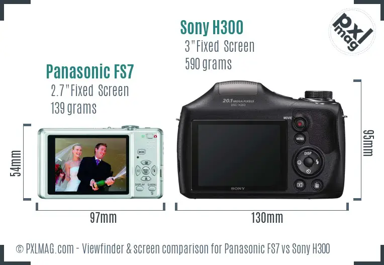 Panasonic FS7 vs Sony H300 Screen and Viewfinder comparison