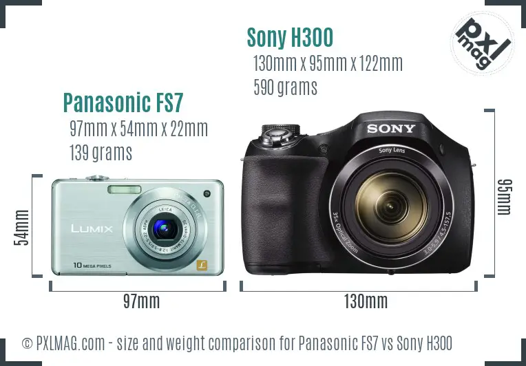 Panasonic FS7 vs Sony H300 size comparison