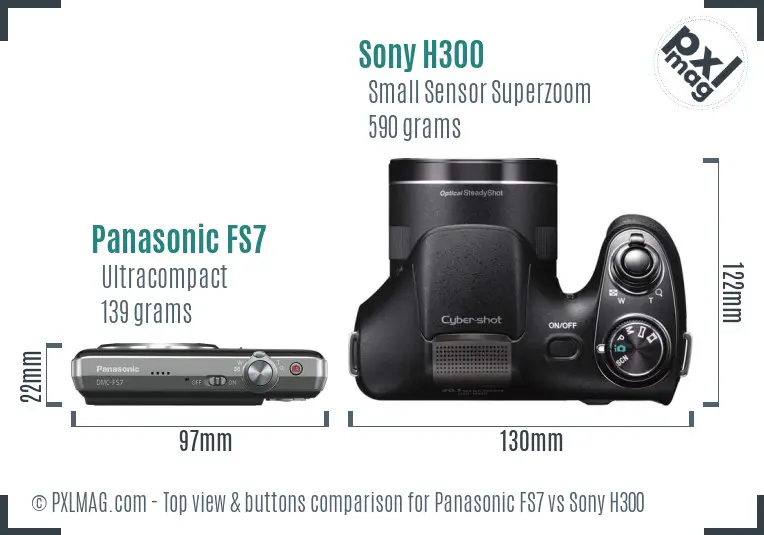 Panasonic FS7 vs Sony H300 top view buttons comparison