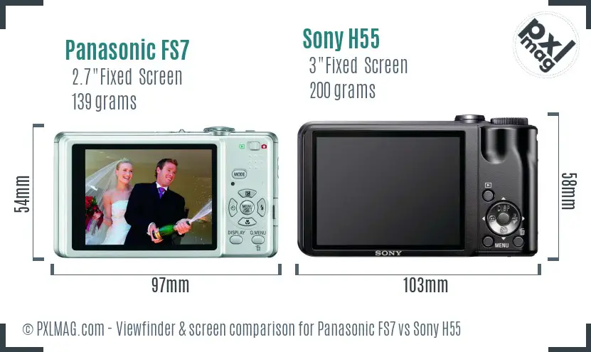 Panasonic FS7 vs Sony H55 Screen and Viewfinder comparison