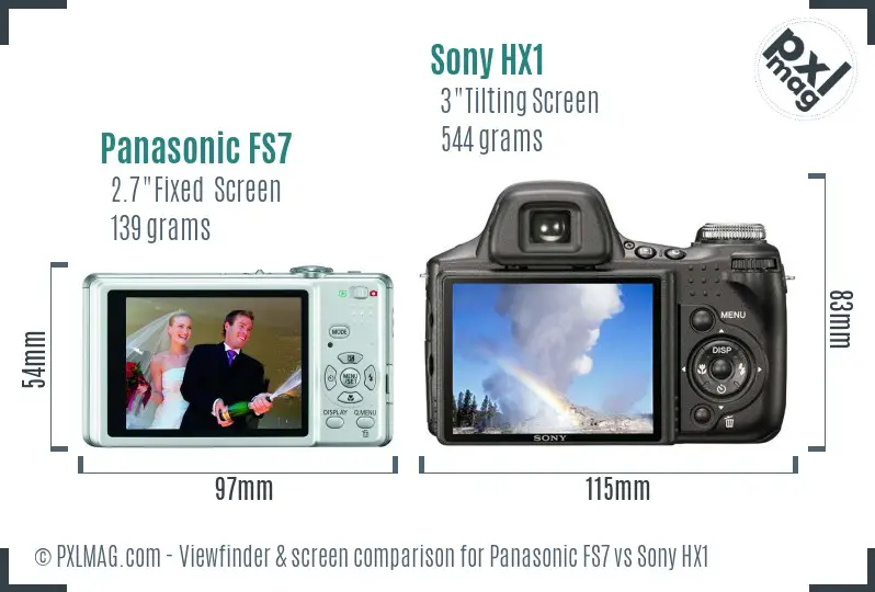 Panasonic FS7 vs Sony HX1 Screen and Viewfinder comparison
