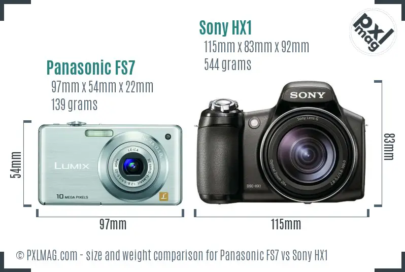 Panasonic FS7 vs Sony HX1 size comparison