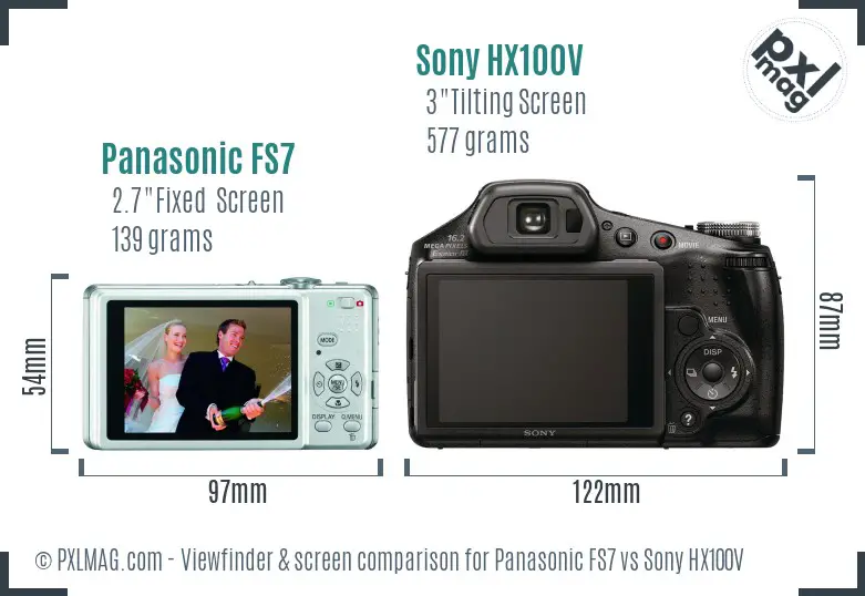 Panasonic FS7 vs Sony HX100V Screen and Viewfinder comparison