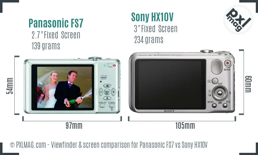 Panasonic FS7 vs Sony HX10V Screen and Viewfinder comparison