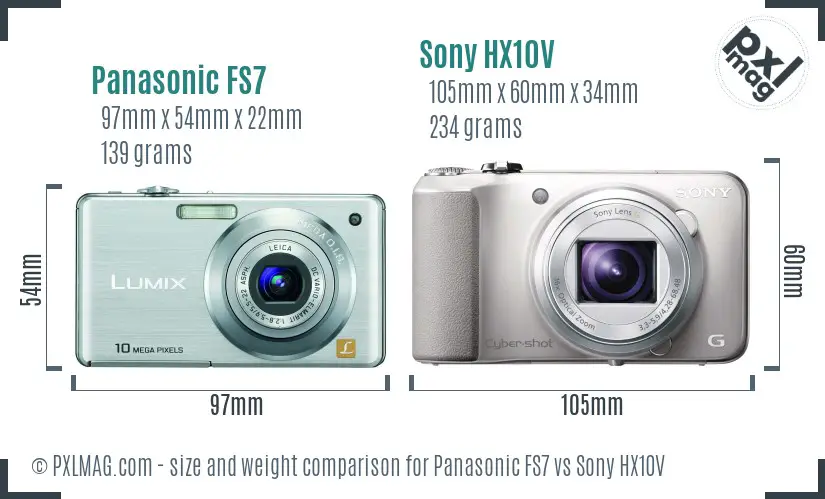 Panasonic FS7 vs Sony HX10V size comparison
