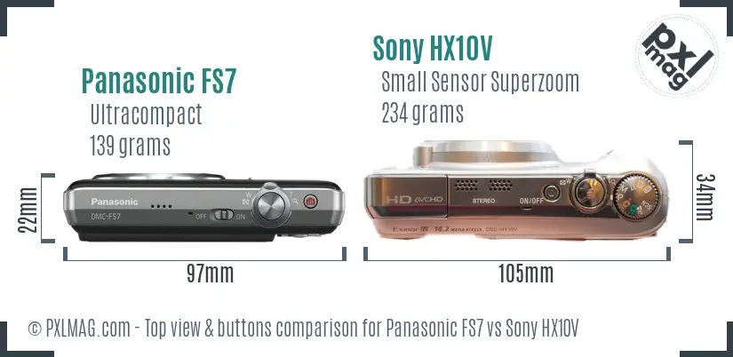 Panasonic FS7 vs Sony HX10V top view buttons comparison