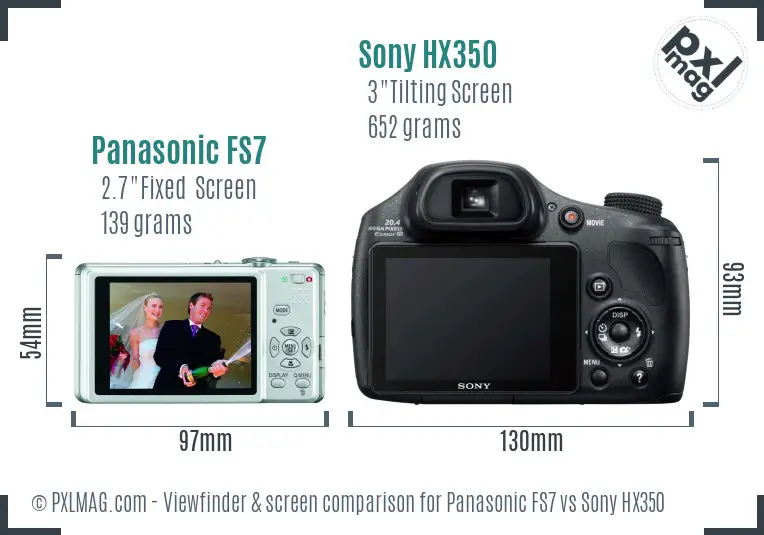 Panasonic FS7 vs Sony HX350 Screen and Viewfinder comparison Panasonic FS7 vs Sony HX350 Screen and Viewfinder comparison
