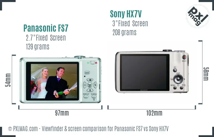 Panasonic FS7 vs Sony HX7V Screen and Viewfinder comparison