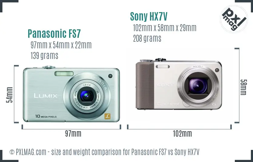 Panasonic FS7 vs Sony HX7V size comparison