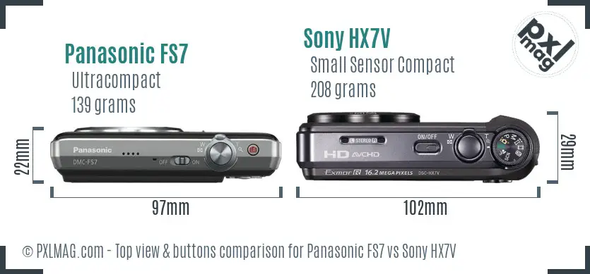 Panasonic FS7 vs Sony HX7V top view buttons comparison