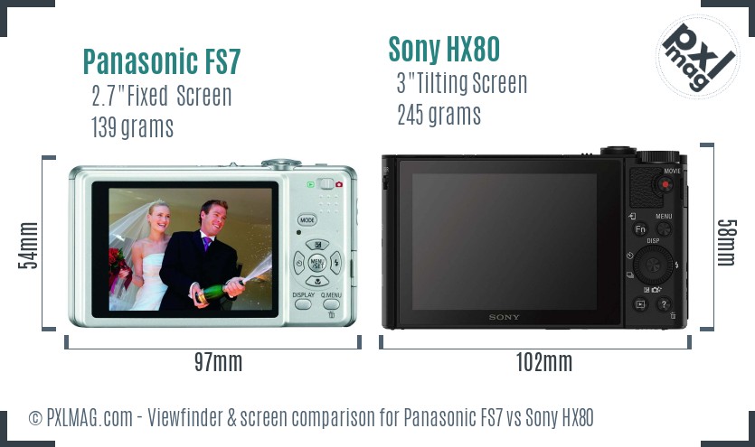 Panasonic FS7 vs Sony HX80 Screen and Viewfinder comparison