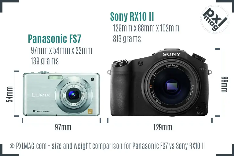 Panasonic FS7 vs Sony RX10 II size comparison Panasonic FS7 vs Sony RX10 II size comparison