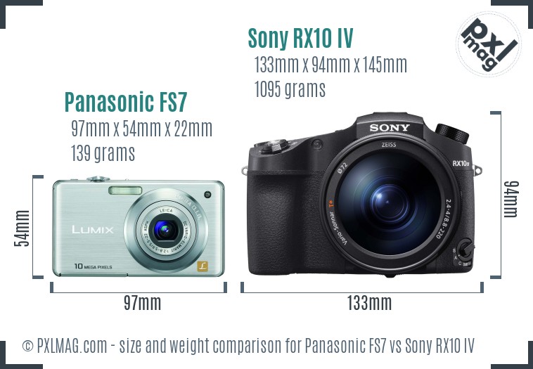 Panasonic FS7 vs Sony RX10 IV size comparison