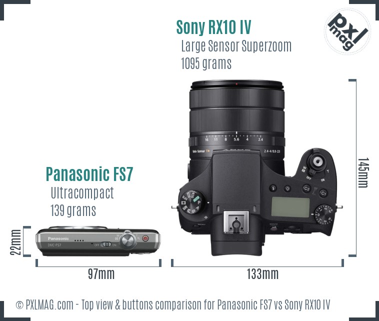 Panasonic FS7 vs Sony RX10 IV top view buttons comparison
