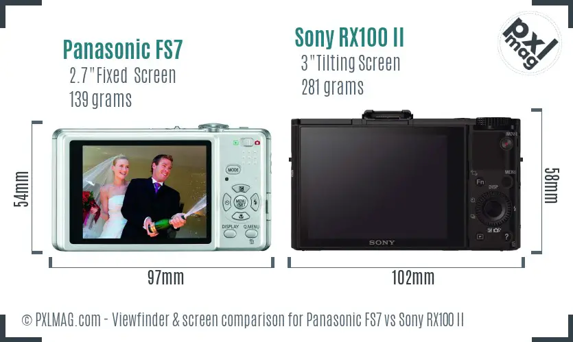 Panasonic FS7 vs Sony RX100 II Screen and Viewfinder comparison
