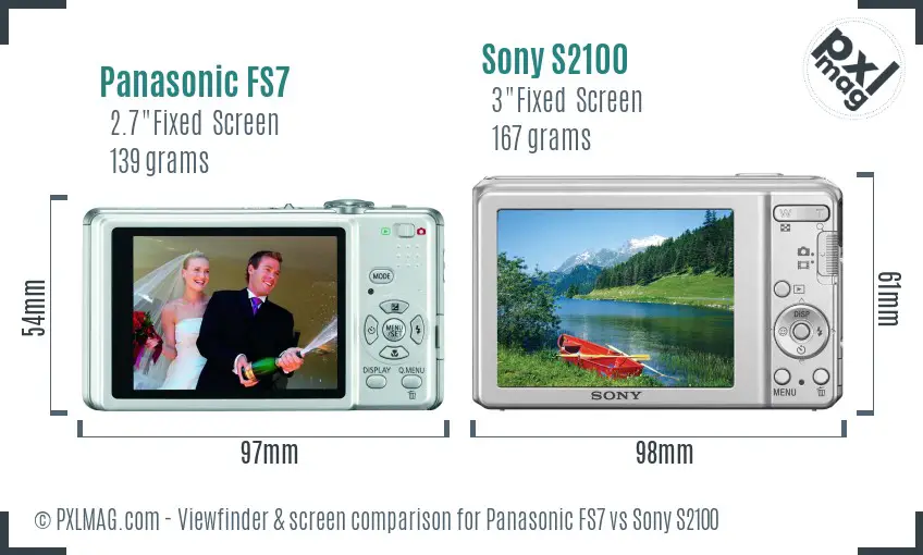 Panasonic FS7 vs Sony S2100 Screen and Viewfinder comparison