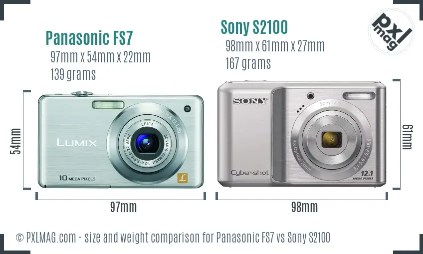 Panasonic FS7 vs Sony S2100 size comparison