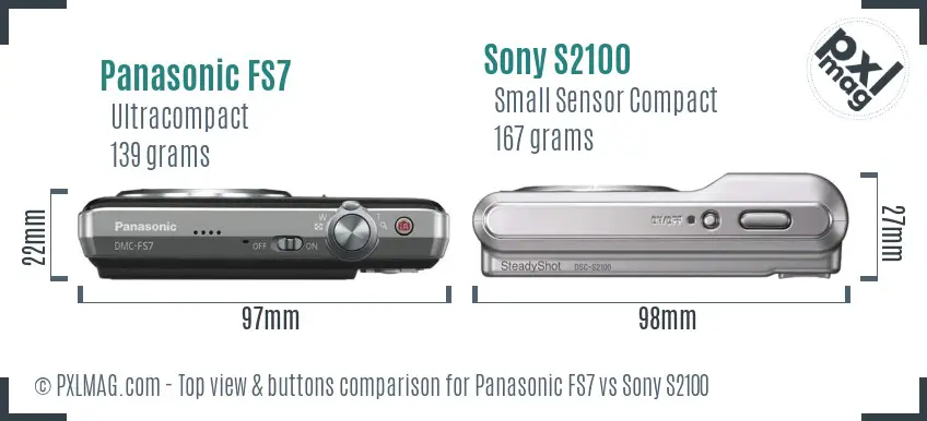 Panasonic FS7 vs Sony S2100 top view buttons comparison