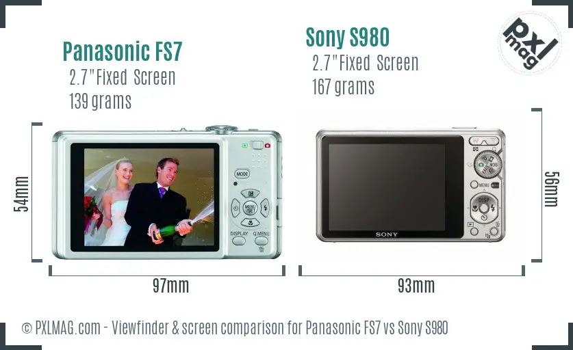 Panasonic FS7 vs Sony S980 Screen and Viewfinder comparison