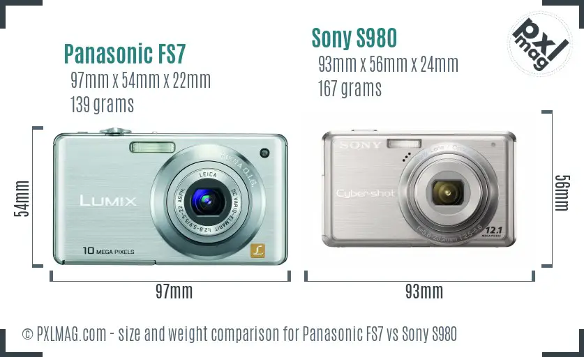Panasonic FS7 vs Sony S980 size comparison