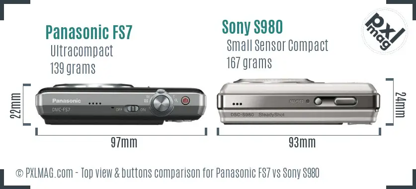 Panasonic FS7 vs Sony S980 top view buttons comparison