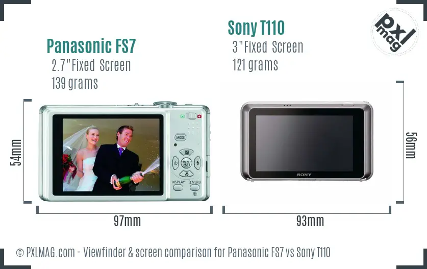 Panasonic FS7 vs Sony T110 Screen and Viewfinder comparison